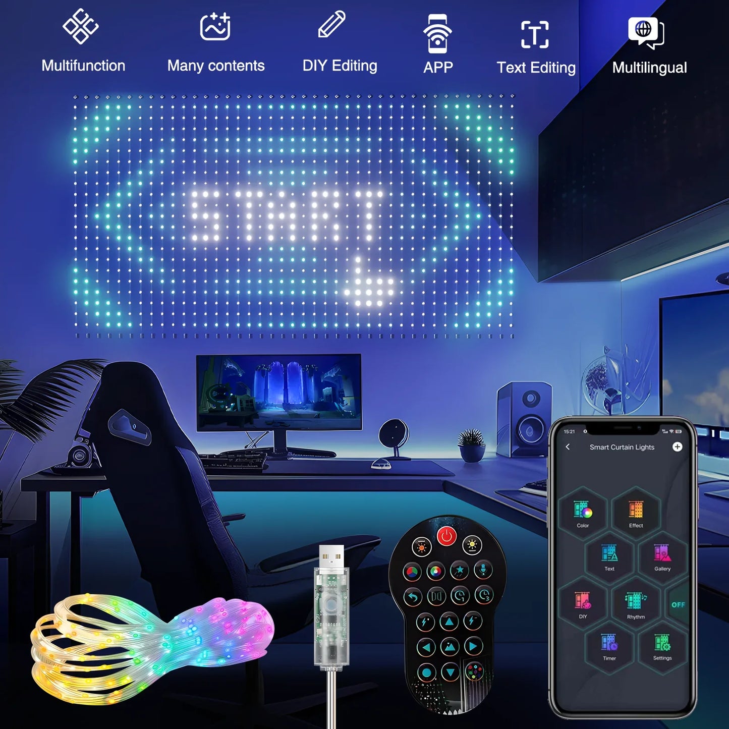 Lumières de Noël à LED intelligentes - Lumières féeriques programmables pour chambre, mariage et décoration de vacances avec synchronisation musicale et télécommande