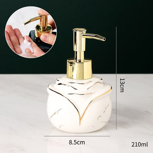 Distributeur de savon en marbre solide élégant pour salle de bain