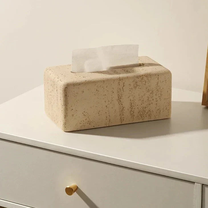Floroux Faux Travertin Porte-mouchoir | Décoration de salle de bains élégante | Pratique & Stylé