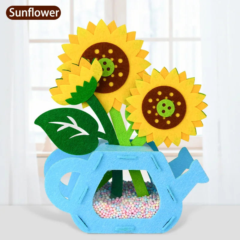 Ensemble de bricolage de fleurs Montessori fait main - Jouets colorés de pot de fleurs DIY pour enfants, cadeau créatif d'apprentissage précoce
