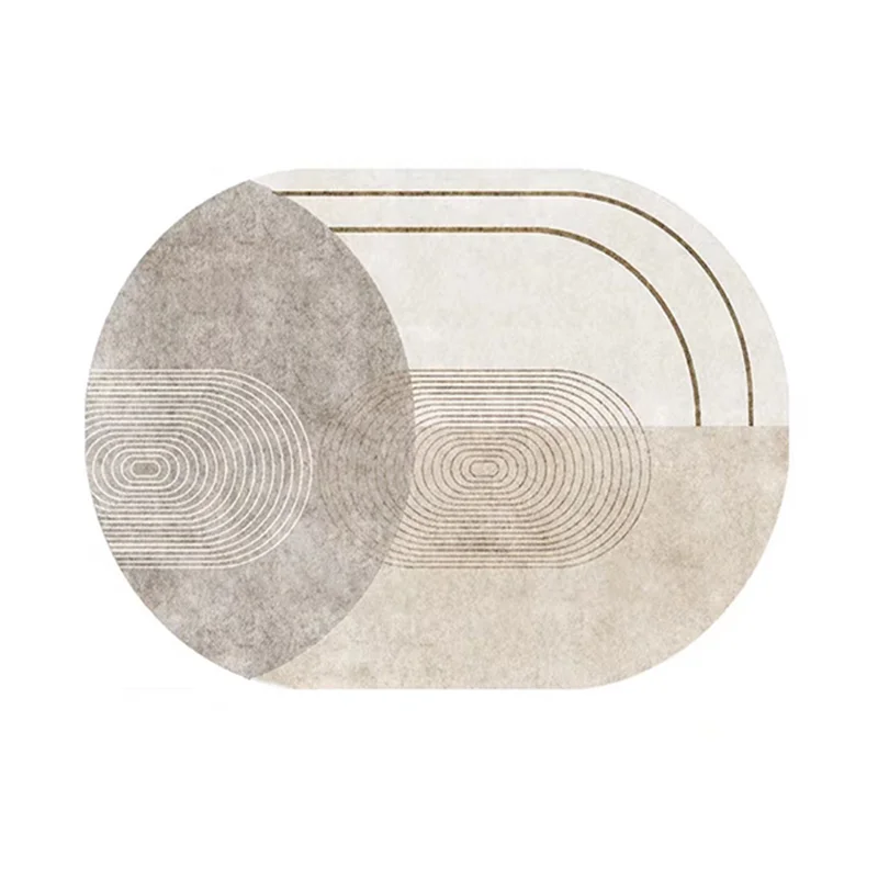 Tapis Wabi-Sabi – Tapis peluche doux et ovale pour le salon et la chambre, design nordique, épais tapis de canapé, décoration élégante pour la maison