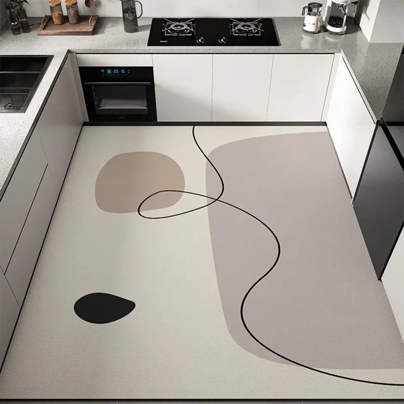 Tapis de cuisine moderne en PVC – Tapis de sol imperméable et résistant à l'huile pour une décoration intérieure élégante
