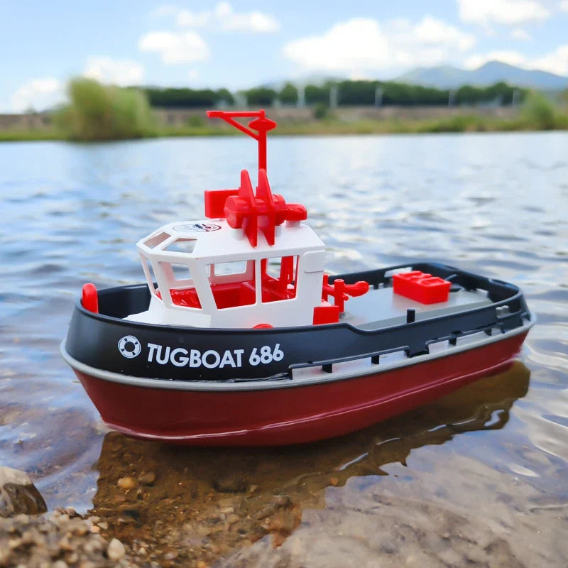 Bateau de remorquage RC puissant à double moteur - Modèle 1:72 bateau télécommandé électrique pour garçons, plaisir sans fil