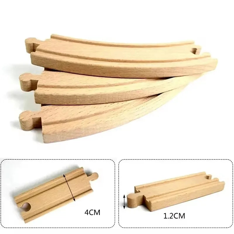 Set de rails de train en bois avec pistes en spirale et piliers de pont - 26 pièces Cadeau écologique pour enfants