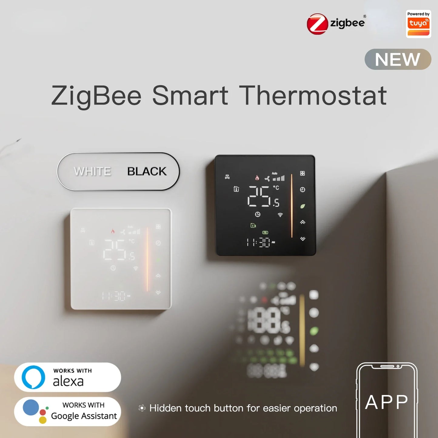 Thermostat Intelligent Zigbee - Contrôle de Température Ambiante WiFi via les Applications Tuya SmartLife Google Alexa