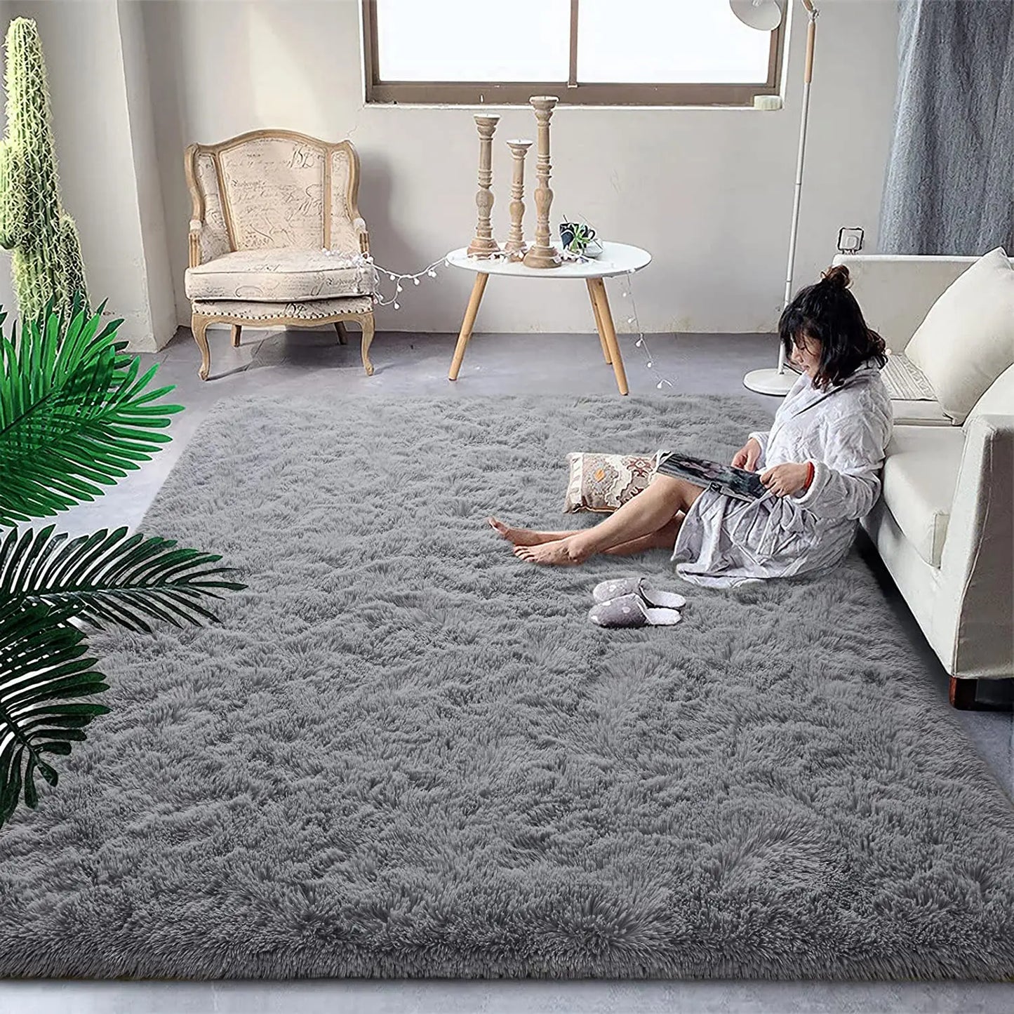 Tapis en peluche moelleux – Tapis doux et anti-dérapant pour les chambres, les salons et les chambres d'enfants