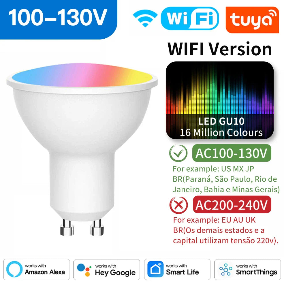 Ampoules LED intelligentes Tuya Zigbee E27 E14 GU10 - Dimmable RGB contrôlées par Wifi via les applications SmartLife Google Alexa