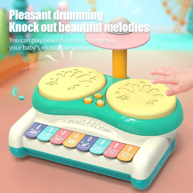 Clavier musical électronique pour enfants & ensemble de batterie - jeu éducatif pour garçons et filles de 3 ans et plus, jouets d'instruments de musique en plastique durable