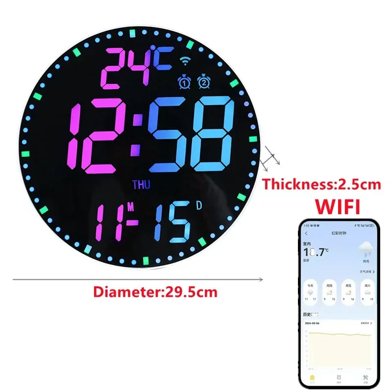 WiFiTime Horloge - Horloge mural LED intelligent avec calendrier