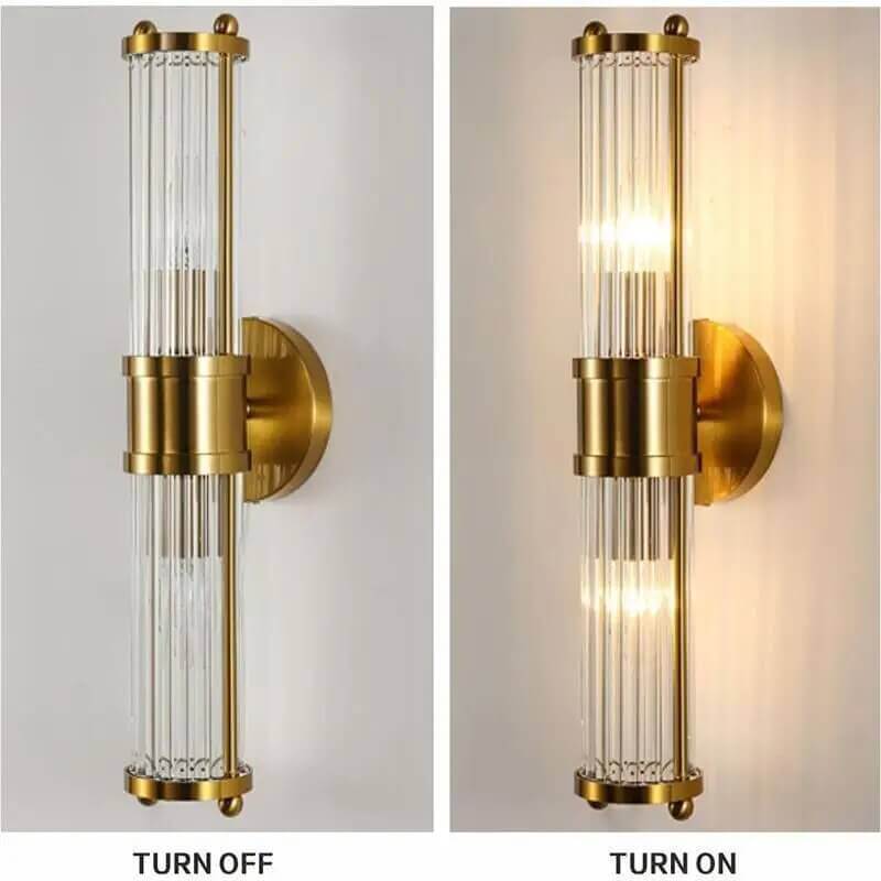 Appliques en laiton et cristal Art Déco pour salle de bain
