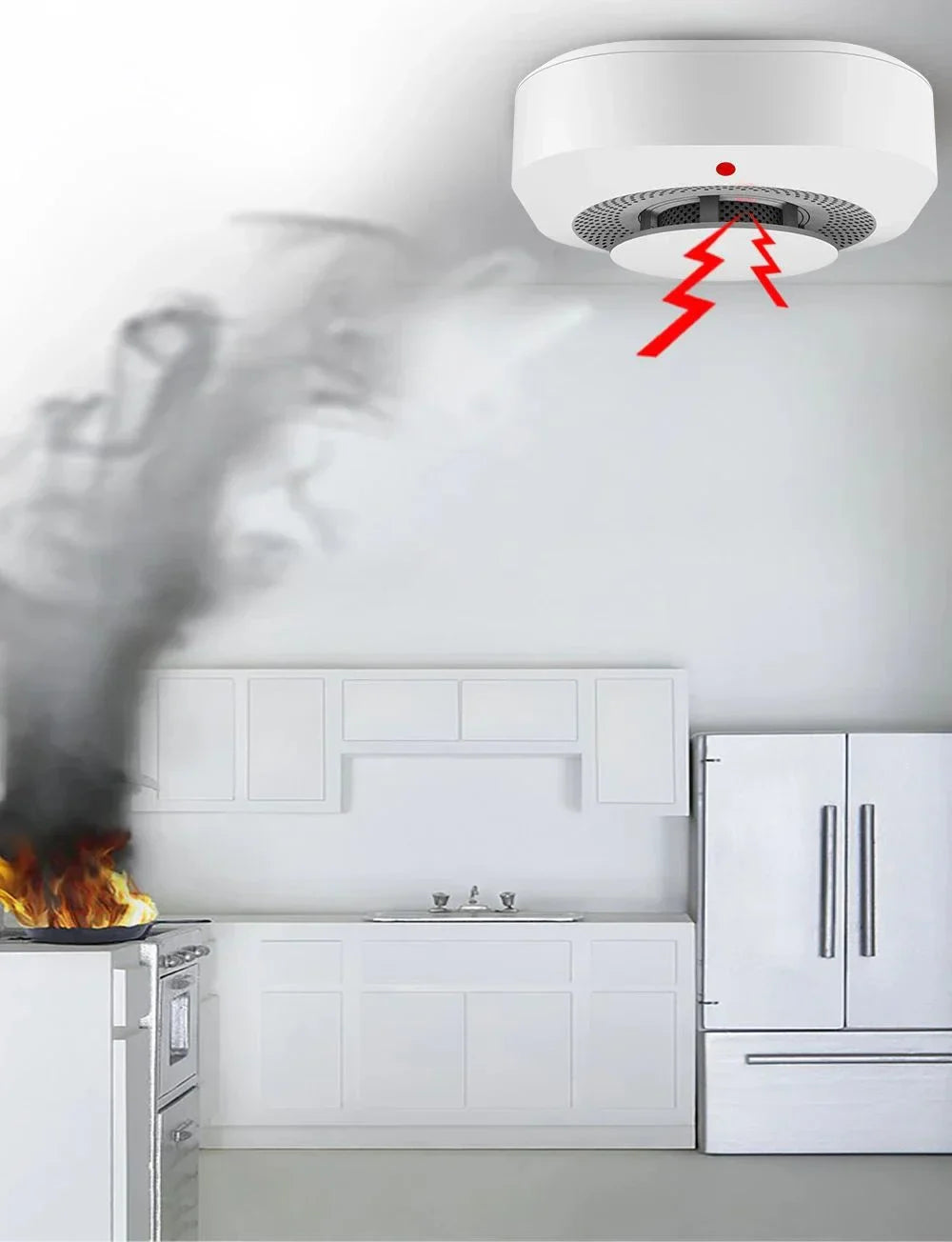 Détecteur de fumée et alarme intelligente Tuya - Alarme 80db contrôlée par WiFi via les applications SmartLife Google Alexa