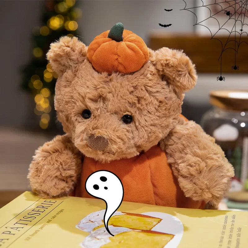 Floroux - Jouet en peluche mignon d'Halloween avec costume de citrouille amovible