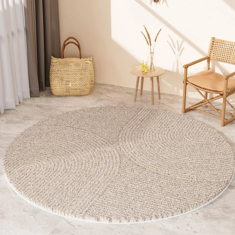 Tapis Wabi-Sabi Rond – Grand tapis antidérapant au look bois pour salon et chambre