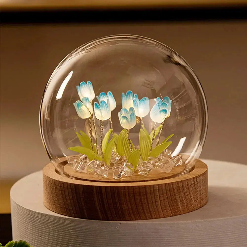 ÉclatTulipe - Lampe de Nuit Faite à la Main en Verre