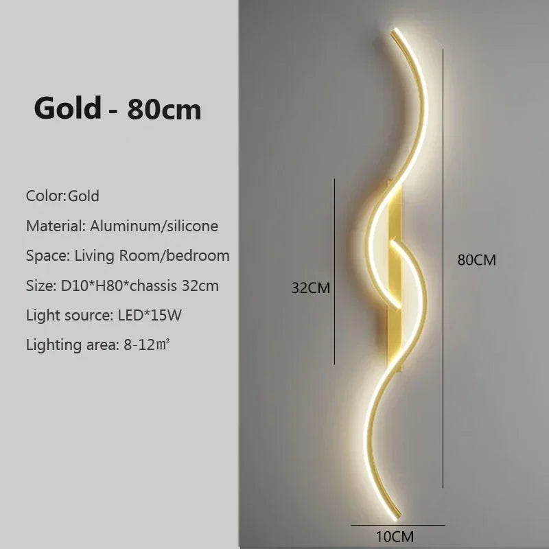 Lampe murale LED 60/80/100CM Télécommande intelligente Température de couleur réglable Luminosité Chambre de nuit Salon Appliques murales