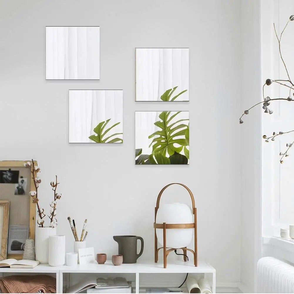 4PCs Miroir en verre HD auto-adhésif : Sûr et facile à installer