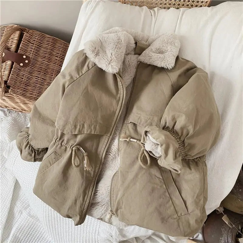 Veste en khaki doublée en fourrure pour enfants