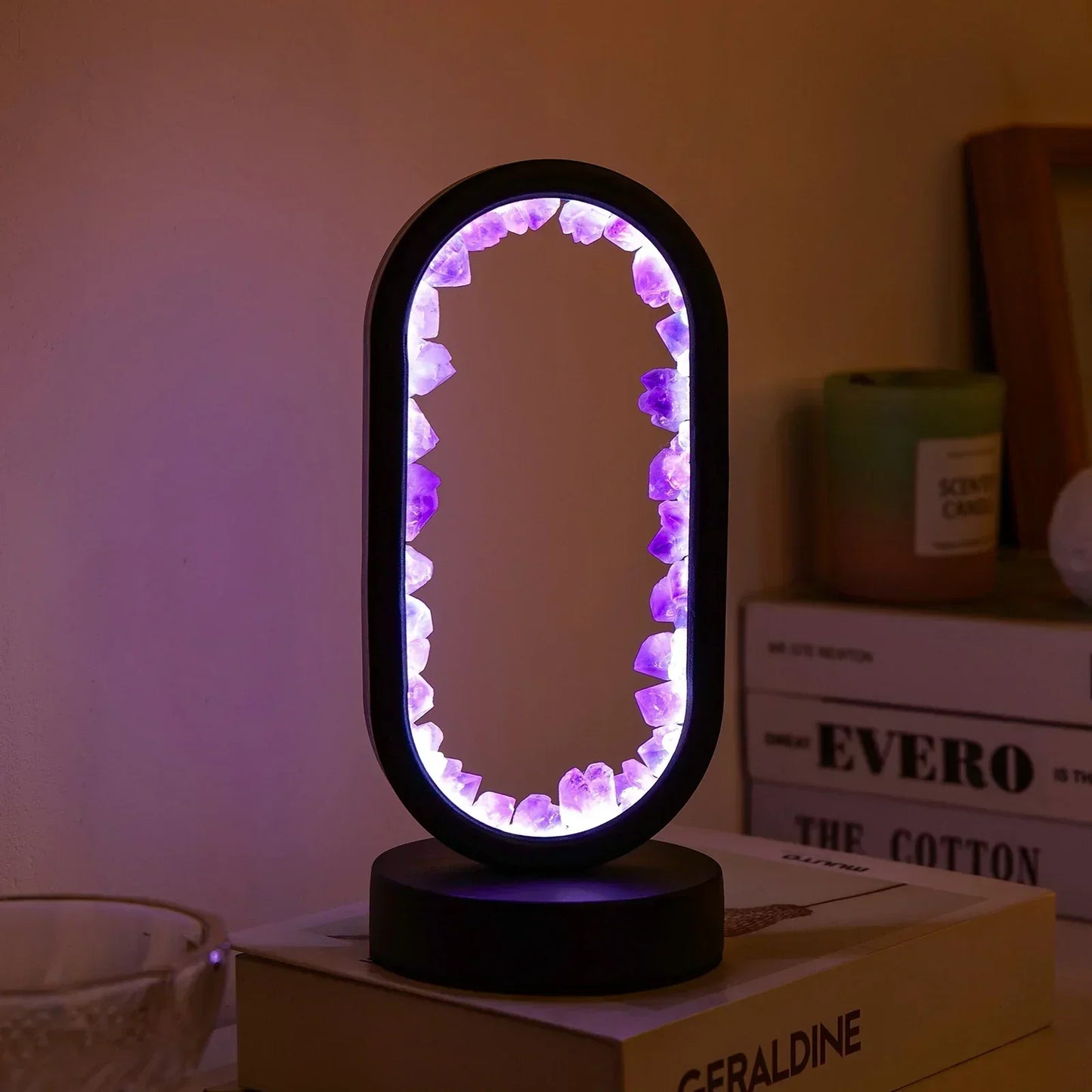 AuraViolette – Éclairage en Cristal Naturel pour Ambiance Relaxante