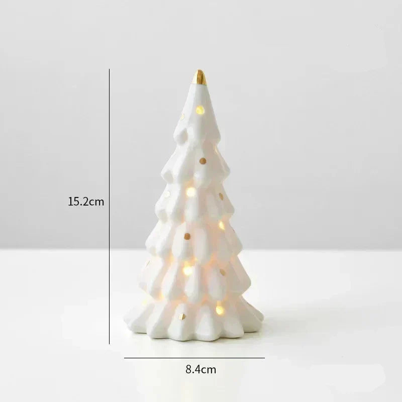 Bonhomme de neige en céramique lumineux – Figurine décorative festive pour des soirées d'hiver chaleureuses