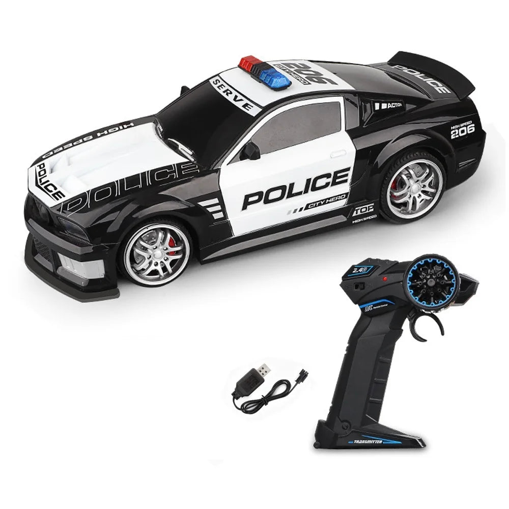 Voiture RC de police à l'échelle avec lumières LED - Véhicule télécommandé rapide 2,4 GHz pour enfants