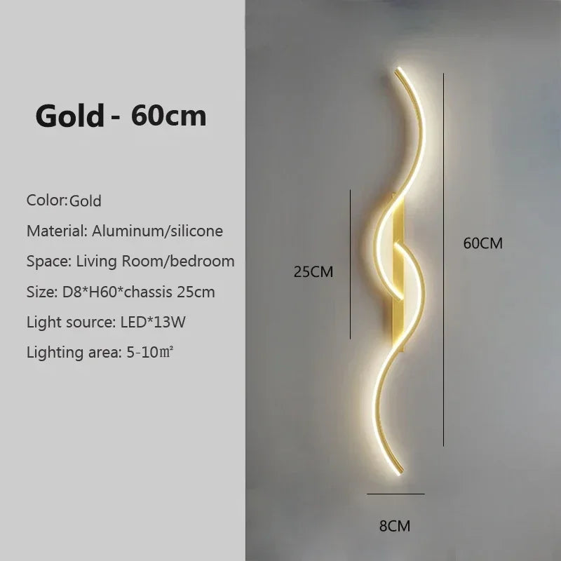 Lampe murale LED 60/80/100CM Télécommande intelligente Température de couleur réglable Luminosité Chambre de nuit Salon Appliques murales