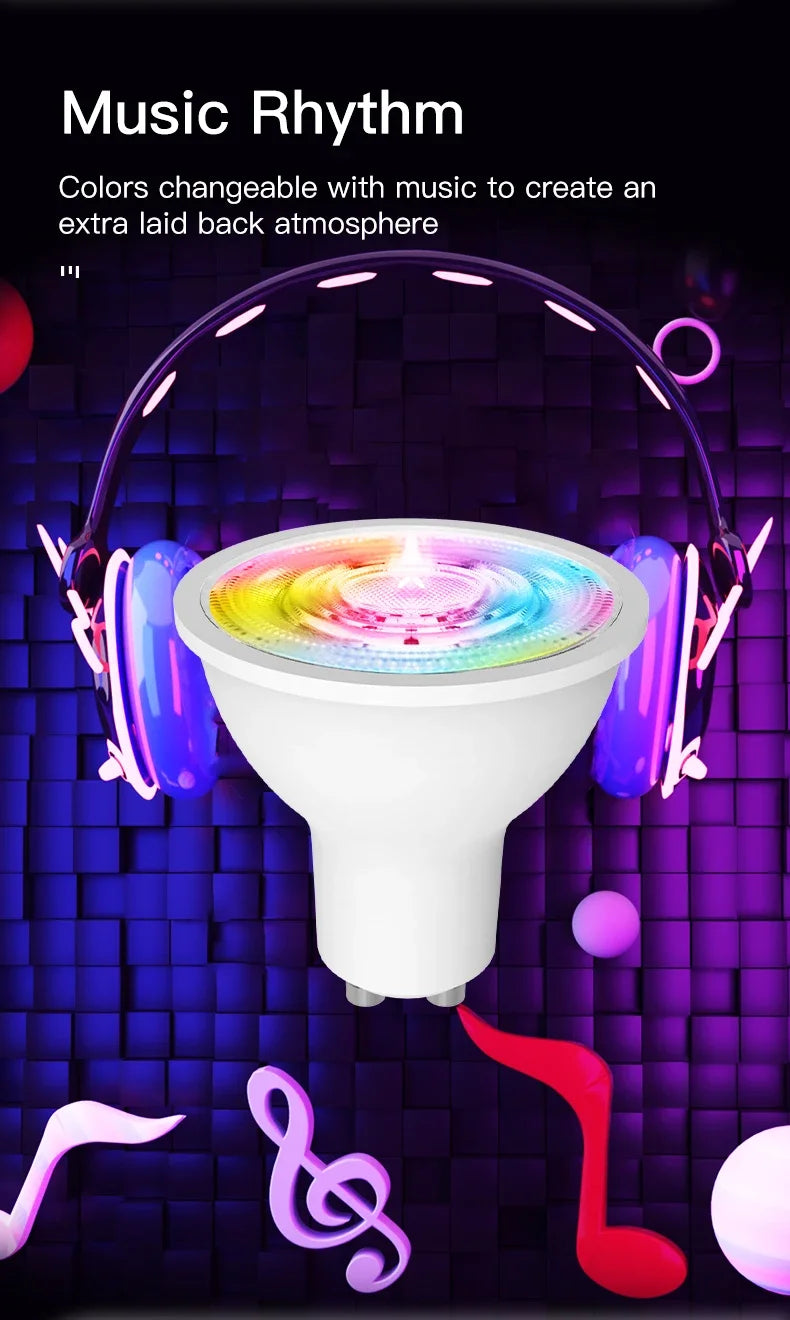 Ampoules LED sans fil Tuya Zigbee GU10 - RGB Dimmable Contrôle appareil WiFi via les applications SmartLife Google Alexa