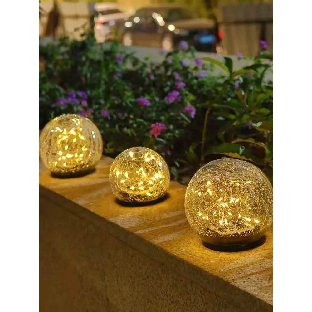 LumiGlobe – Lampe Solaire Boule Craquelée pour Extérieur