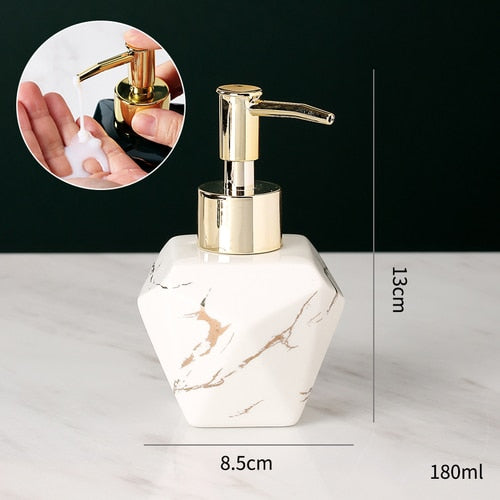 Distributeur de savon en marbre solide élégant pour salle de bain