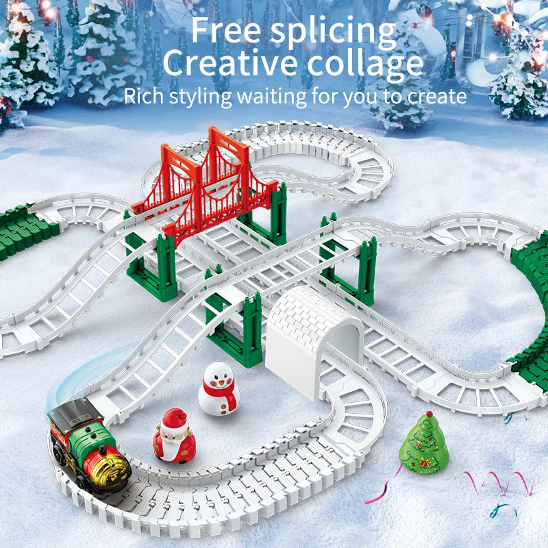Ensemble de train électrique de Noël pour enfants - Jouet de voiture sur rail amusant, cadeau éducatif pour les enfants, jeu de fête alimenté par batterie