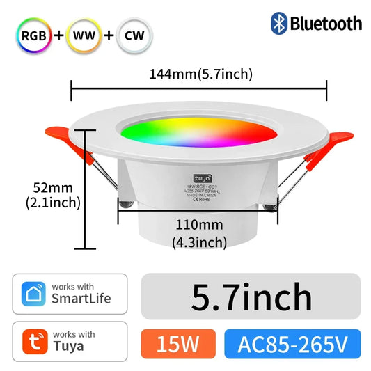 Tuya Zigbee Smart Wireless LED Downlights - RGB Wifi Contrôlé via SmartLife Google Alexa Apps