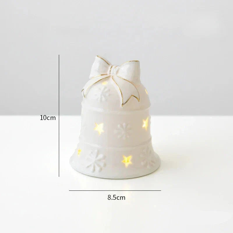 Bonhomme de neige en céramique lumineux – Figurine décorative festive pour des soirées d'hiver chaleureuses