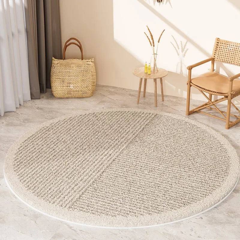 Tapis Wabi-Sabi Rond – Grand tapis antidérapant au look bois pour salon et chambre