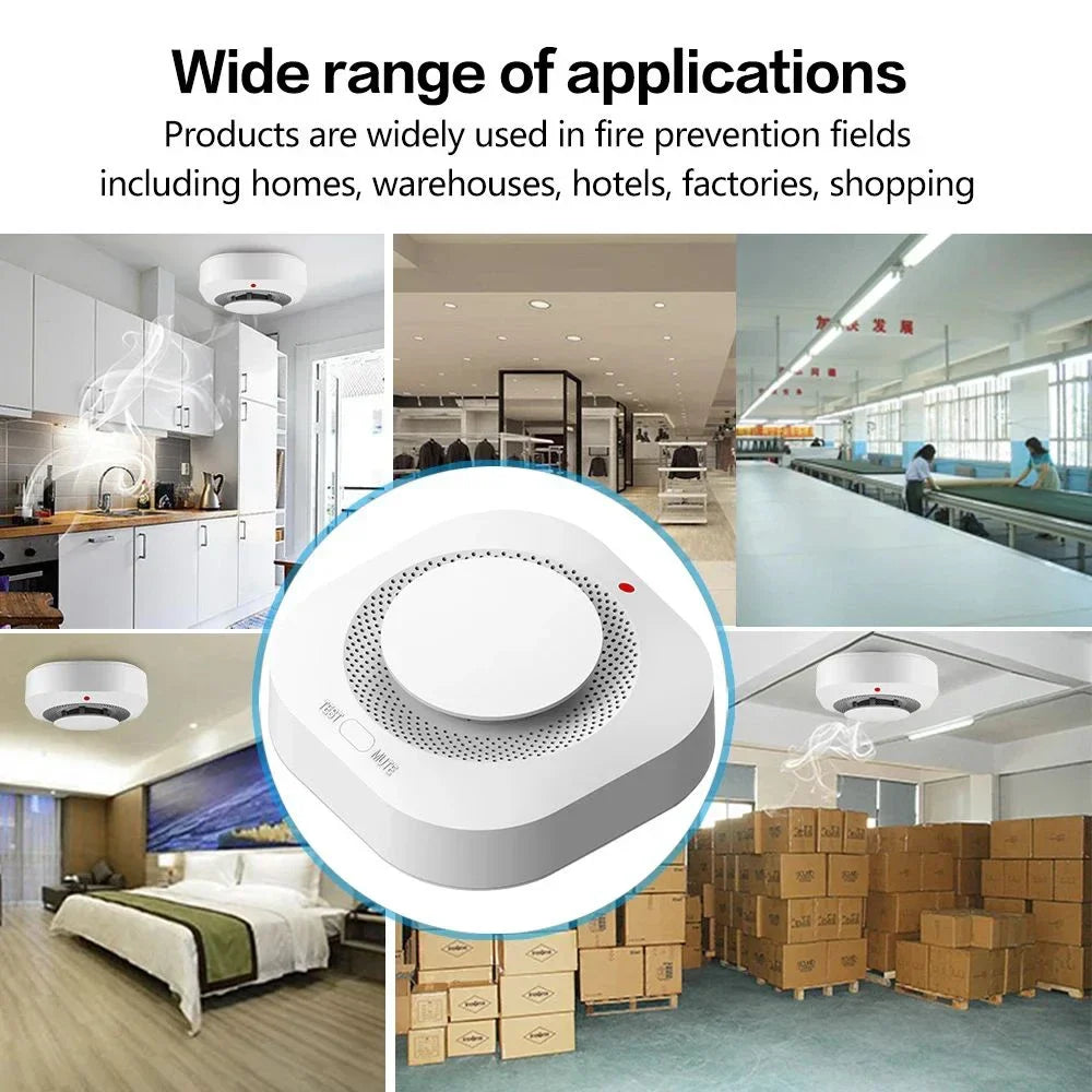 Détecteur de fumée et alarme intelligente Tuya - Alarme 80db contrôlée par WiFi via les applications SmartLife Google Alexa