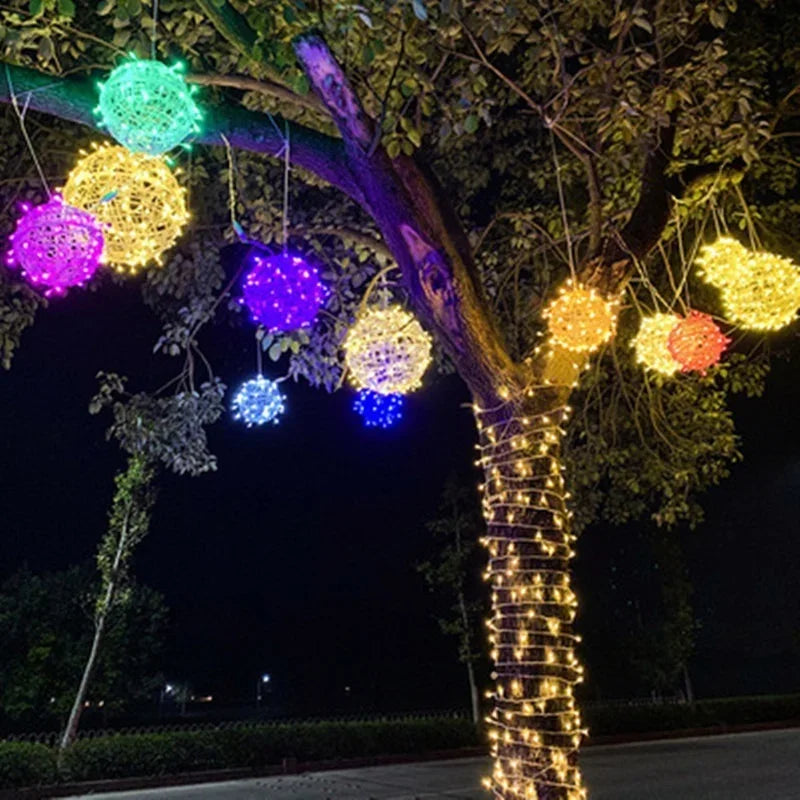 Sphere Lumières de Fête en Osier - Éclairage de Fête Élégant en Osier pour Chaque Occasion