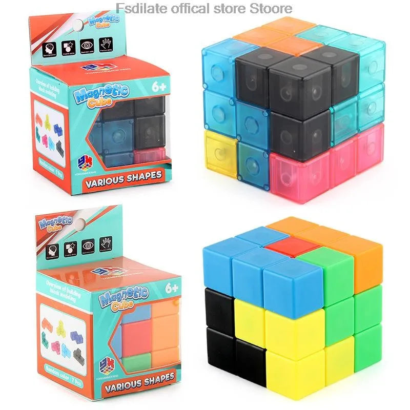 Cubes magnétiques à construire amovibles - Jouet puzzle éducatif anti-stress pour enfants, cadeau amusant pour l'apprentissage précoce