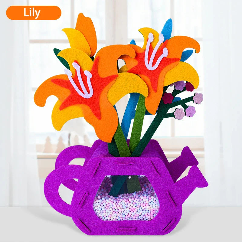 Ensemble de bricolage de fleurs Montessori fait main - Jouets colorés de pot de fleurs DIY pour enfants, cadeau créatif d'apprentissage précoce