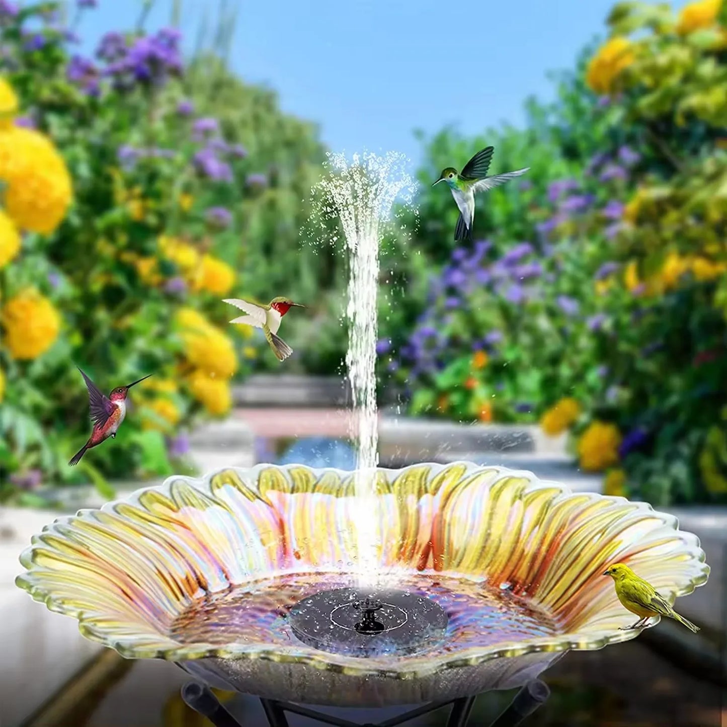 Flowbee – Fontaine solaire élégante pour les oiseaux de jardin