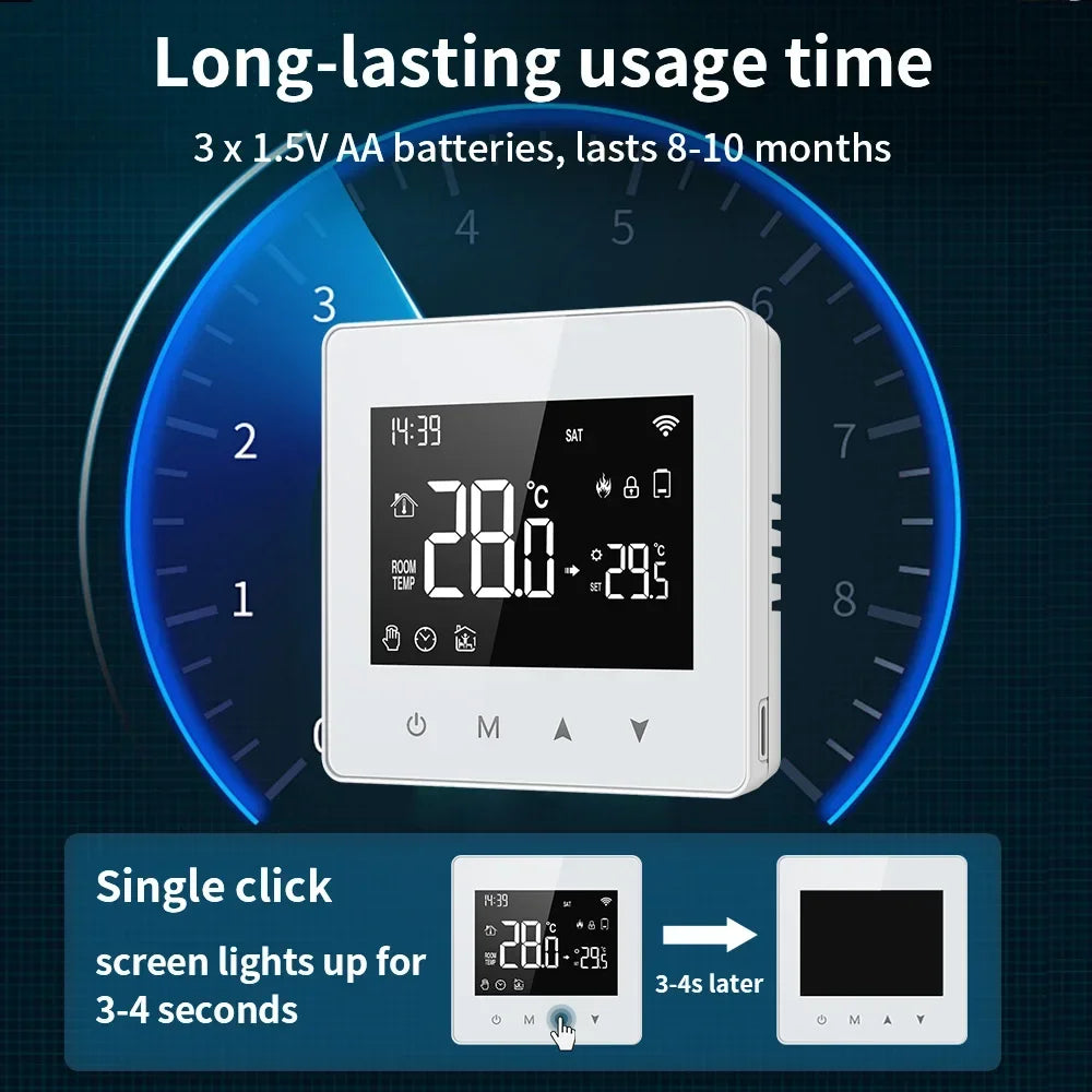 Thermostat d'affichage de chaudière à eau Tuya Zigbee - Contrôle de température WiFi via SmartLife Google Alexa Apps