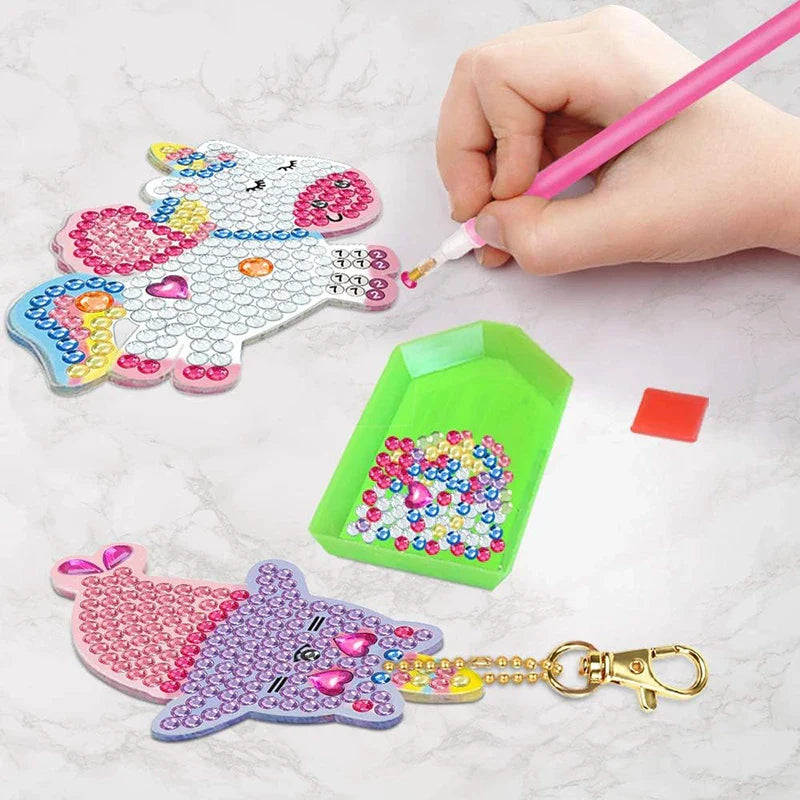 Kit de peinture diamants 5D - Porte-clés DIY licorne et sirène pour enfants, cadeau parfait d'arts et métiers pour les 8-12 ans, garnitures de panier de Pâques