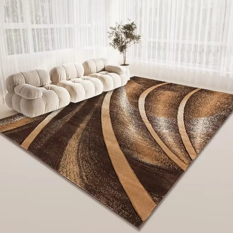 Tapis Skandi marron luxueux pour le salon et la chambre – Lavable, antidérapant et grande superficie