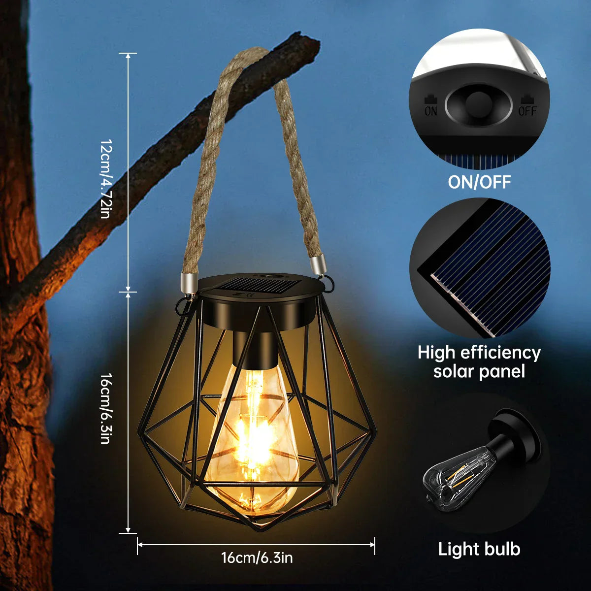 Floroux Solar Lampe géométrique | Éclairage extérieur LED | Durable & élégant | Décoration pour jardin & terrasse