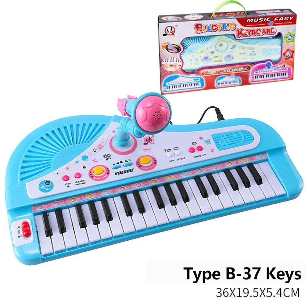 Chriyungel Kids Piano Électronique Clavier avec Microphone - Jouet Musical Cadeau pour Débutants Âges 3+, Portable et Rechargeable par USB