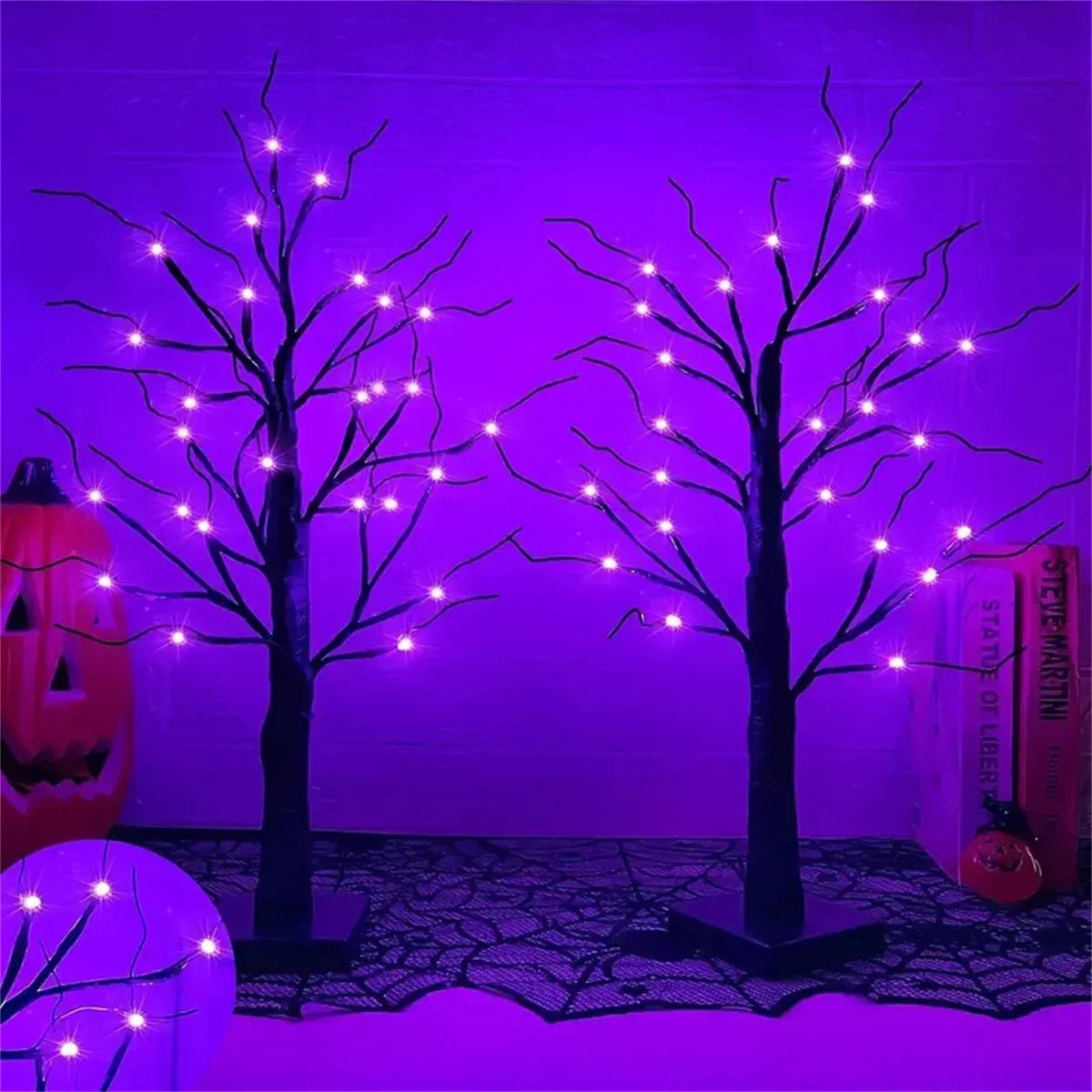 Floroux Birch Tree LED Halloween | Ambient Light | Light Decoration in Orange and Purple