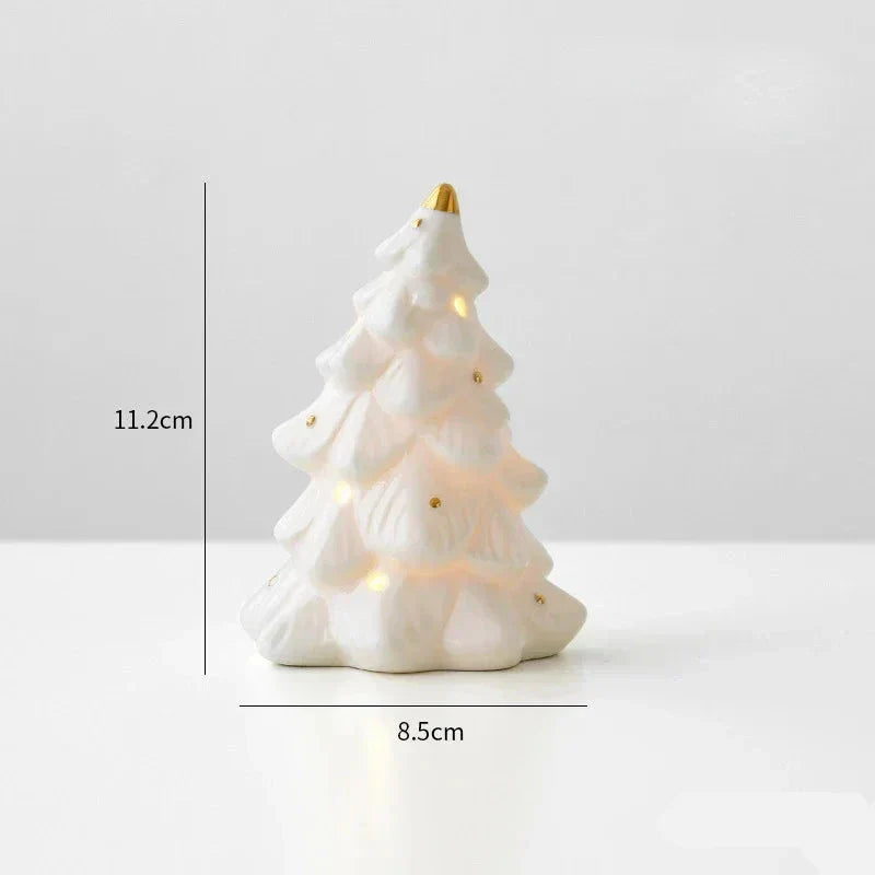 Bonhomme de neige en céramique lumineux – Figurine décorative festive pour des soirées d'hiver chaleureuses