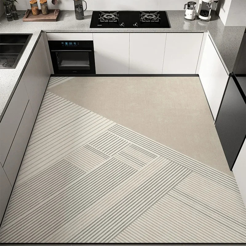 Tapis de cuisine moderne en PVC – Tapis de sol imperméable et résistant à l'huile pour une décoration intérieure élégante