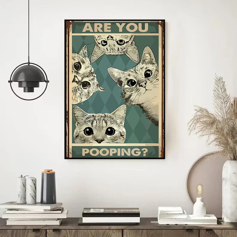 Êtes-vous en train de faire caca ? - Art mural vintage pour salle de bain