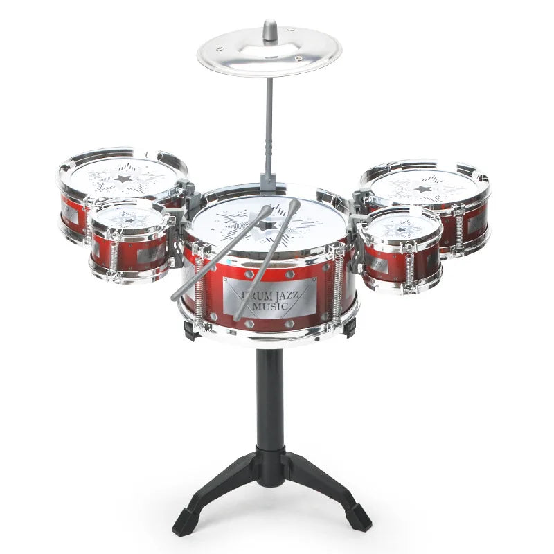 Kit de batterie jazz pour enfants - Jouet de percussion facile à utiliser pour les jeunes musiciens avec 5 tambours et cymbales