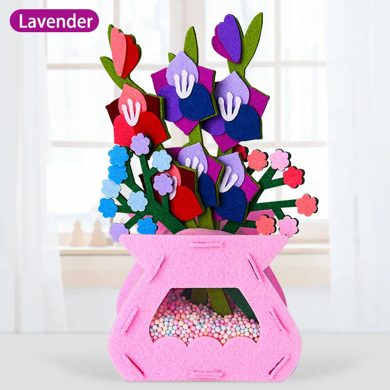 Ensemble de bricolage de fleurs Montessori fait main - Jouets colorés de pot de fleurs DIY pour enfants, cadeau créatif d'apprentissage précoce