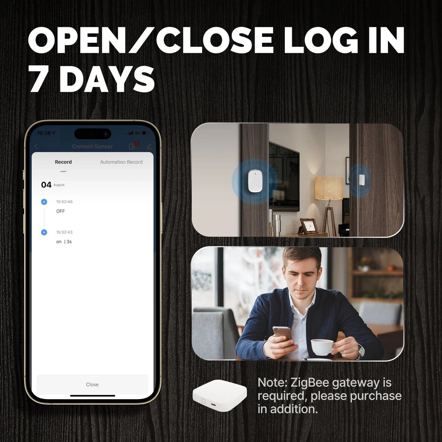 Tuya ZigBee Capteur Intelligent de Fenêtre Porte Barrière - Surveillance de Sécurité WiFi via les Applications SmartLife Google Alexa