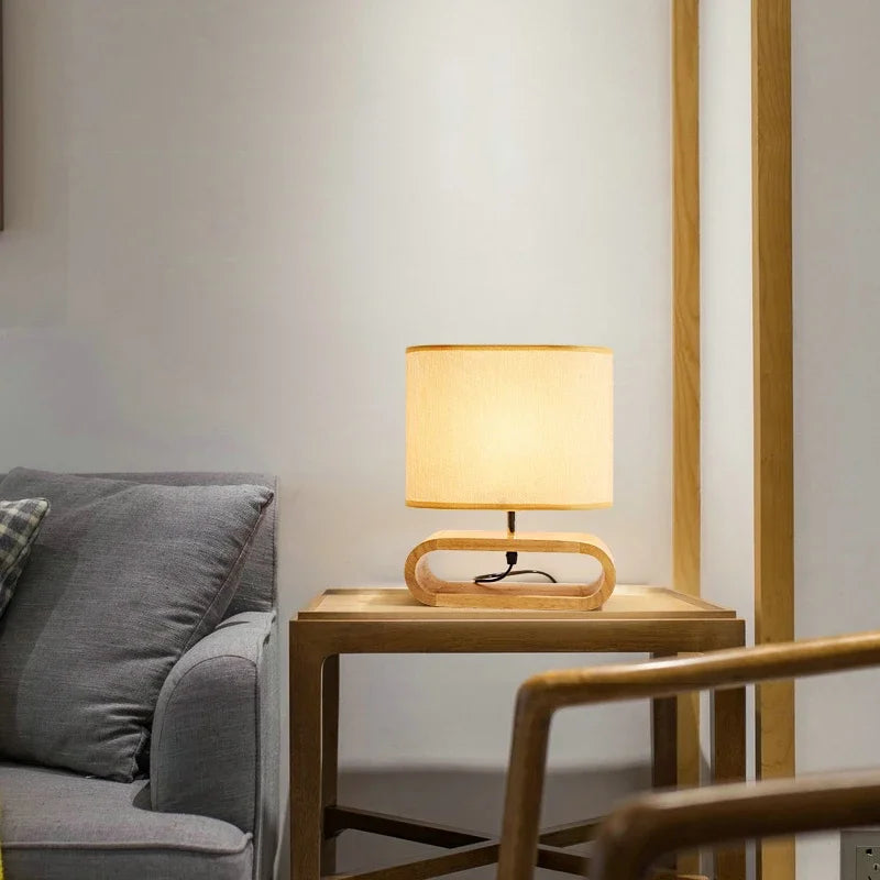SereinLumi - Lampe de Bureau LED Style Japonais en Bois